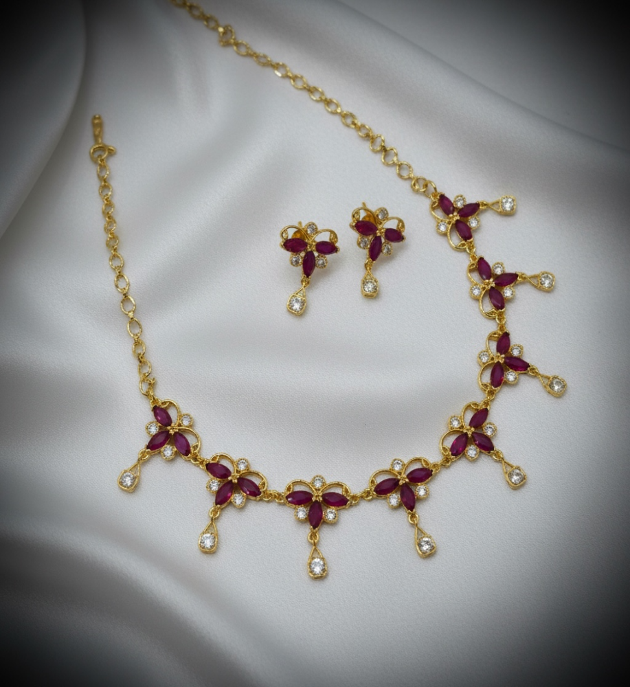 Assamese jewellery (Ruby pink and White)