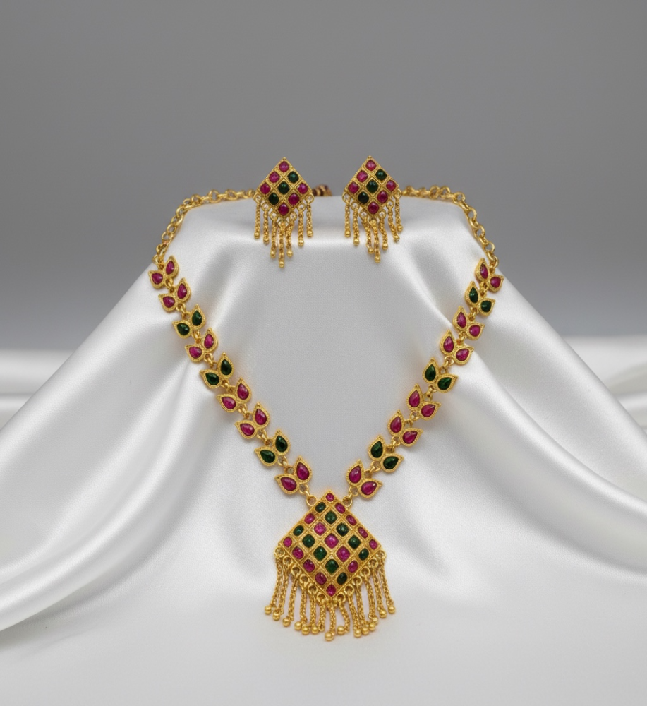 Assamese jewellery (Ruby pink and Green)